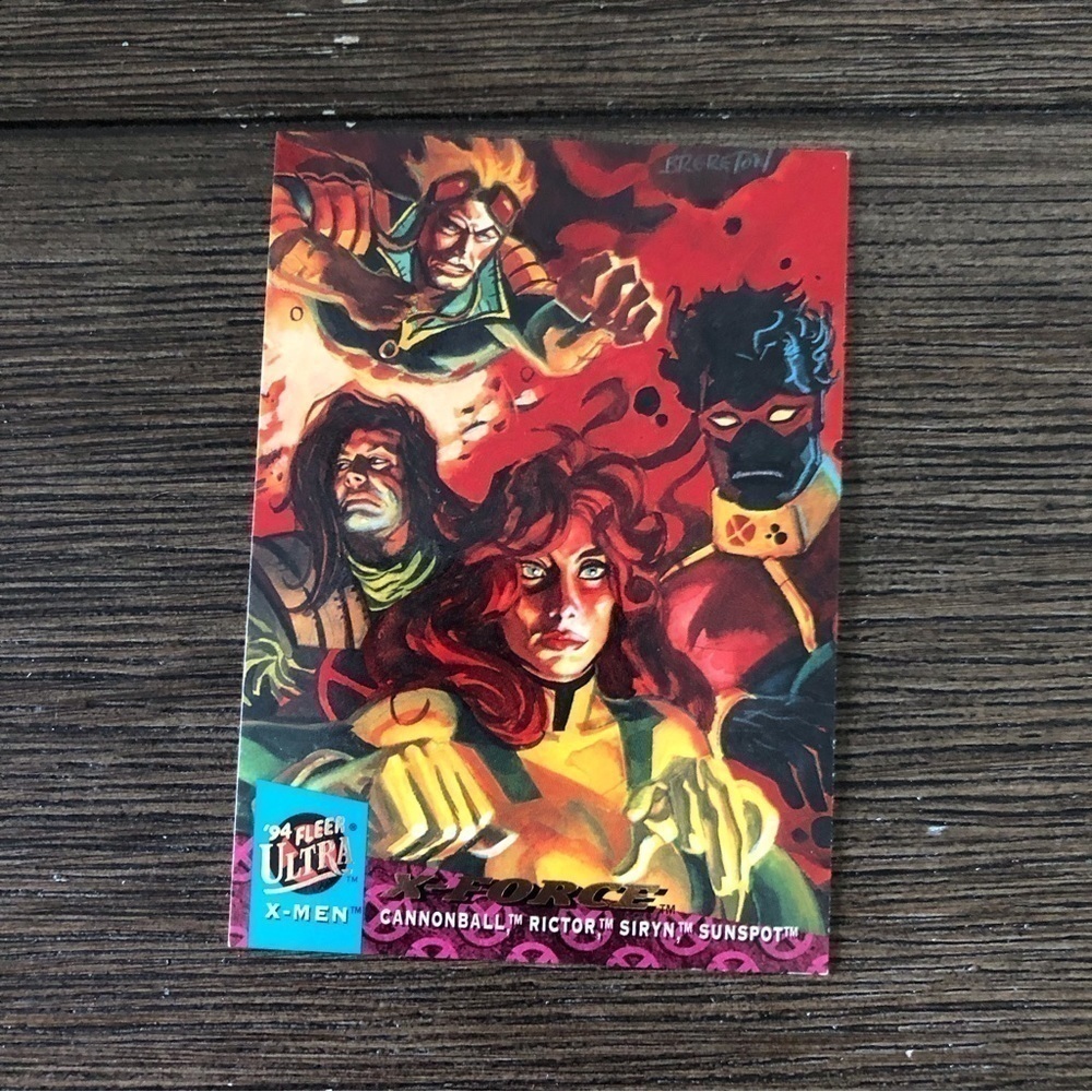 X-men ’94 Fleer Ultra trading card: X-Force: Cannonball, Rictor, Siren, Sunspot